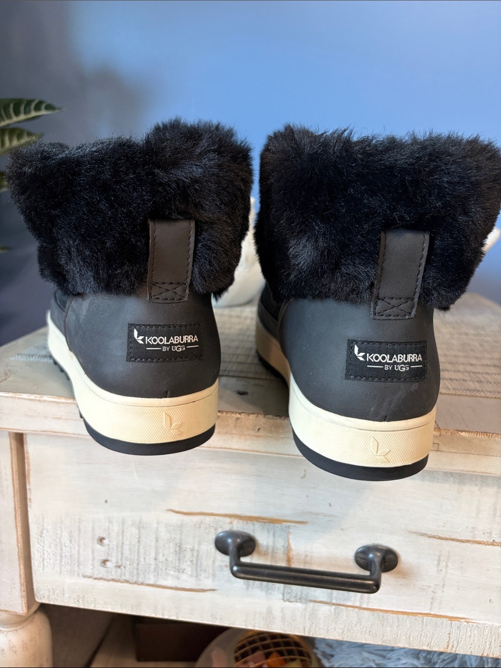 Koolaburra by UGG Black Faux Fur Ankle Slip-On Sneakers